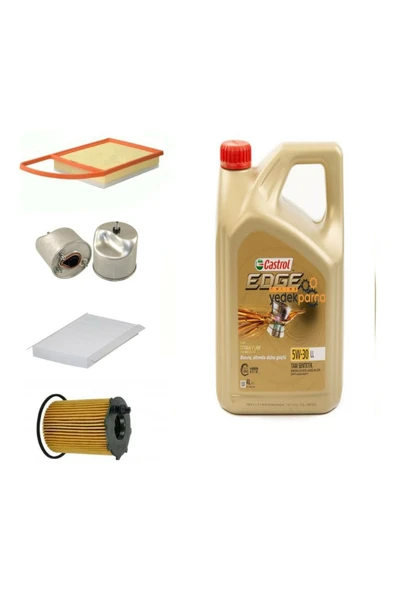 CASTROL Berlingo Euro 5 1.6 Dizel Uyumlu Yağ Bakım Seti + edge 5W-30 4 lt Partiküllü Motor Yağı 2023 ür ürün görseli 1