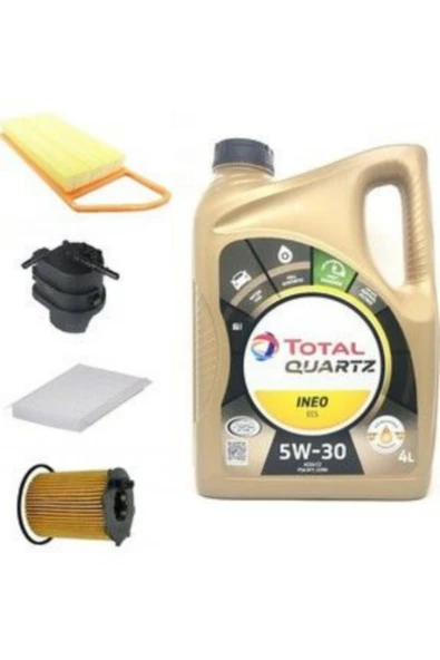 TOTAL Quartz Ineo Ecs 5W-30 Partiküllü Motor Yağı 4 lt+ Peugeot 207 1.4 Dizel Yağ Bakım Seti 5li set ürün görseli 1