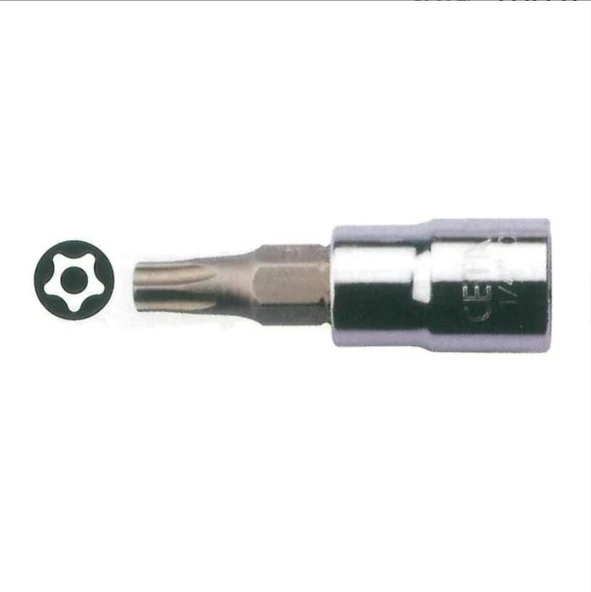 Ceta 1/4" 5 Köşe Delikli Torx Uçlu Lokma - IPR25 x 37 mm - C08S-IPR25 ürün görseli 1