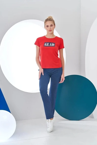 Pjs Kadın Glad Baskılı Kısa Kollu Spor Pijama Takım ürün görseli 1