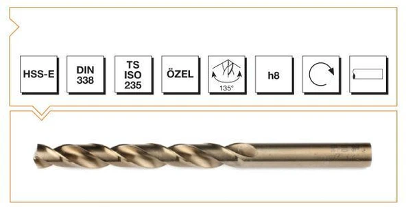 Makina Takım HSSE DIN 338 RN Altın Seri Matkap Ucu 3.1 mm - MTE B00005000310 ürün görseli 1