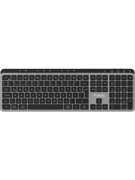 Throne Elite K1 Sessiz Switch 110+8 Multimedya Tuşlu Windows & Macos Uyumlu Premium Alüminyum- Kablosuz Ofis Klavyesi 2.4ghz + Çift Bluetooth Profili ürün görseli 1