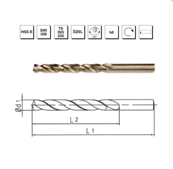 Makina Takım HSSE DIN 338 RN Altın Seri Matkap Ucu 4.2 mm - MTE B00005000420 ürün görseli 1