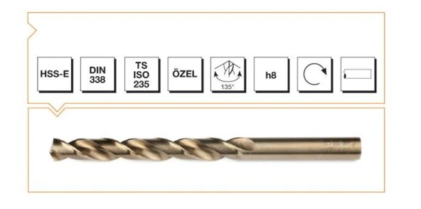Makina Takım HSSE DIN 338 RN Altın Seri Matkap Ucu 2.5 mm - MTE B00005000250 ürün görseli 1