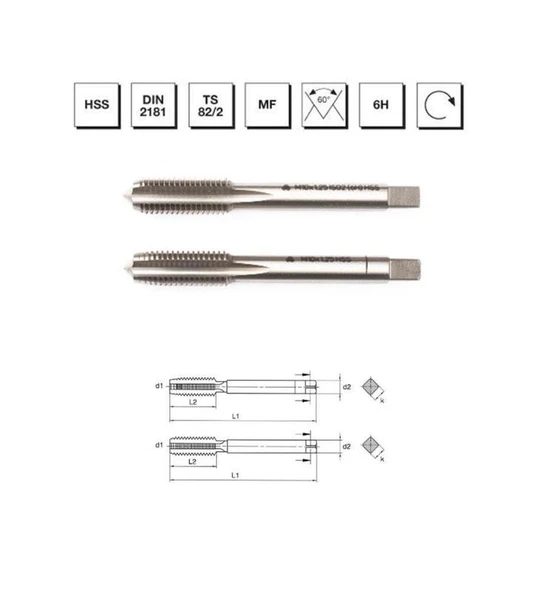 Makina Takım HSS DIN 2181 2'li El Kılavuzu M24 X1.5 (6H) - MTE B00102032406 ürün görseli 1