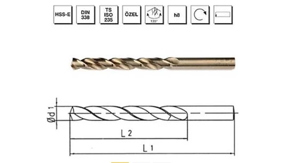 Makina Takım HSSE DIN 338 RN Altın Seri Matkap Ucu 3.2 mm - MTE B00005000320 ürün görseli 1