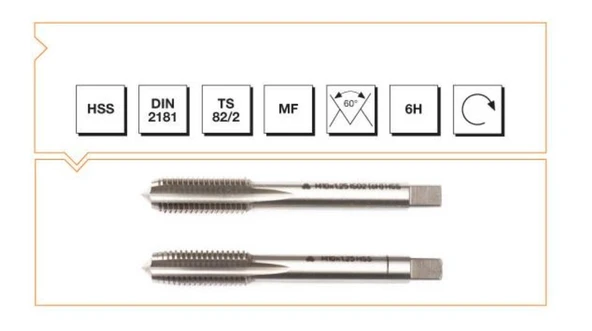 Makina Takım HSS DIN2181 2'li El Kılavuzu M 16 X1 (6H) - MTE B00102031605 ürün görseli 1