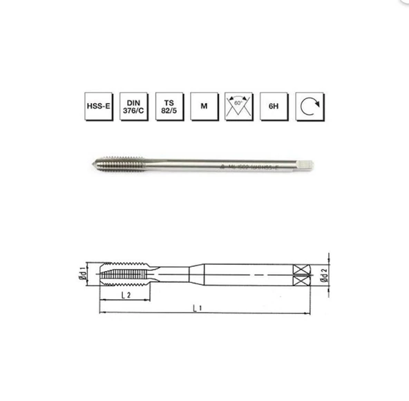 Makina Takım HSSE DIN 376/C Makina Kılavuzu M28(6H) - MTE B00105782800 ürün görseli 1