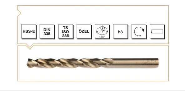 Makina Takım HSSE DIN 338 RN Altın Seri Matkap Ucu 5.2 mm - MTE B00005000520 ürün görseli 1