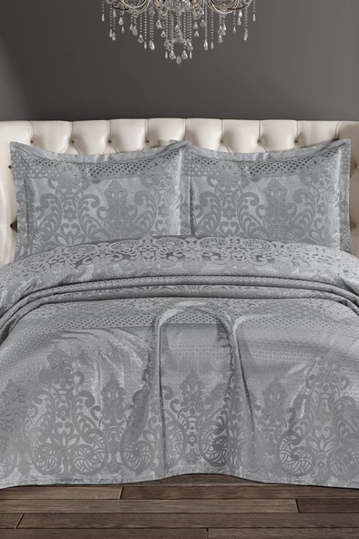Royal Şönil Çift Kişilik Yatak Örtüsü 240x260 cm Gri ürün görseli 1