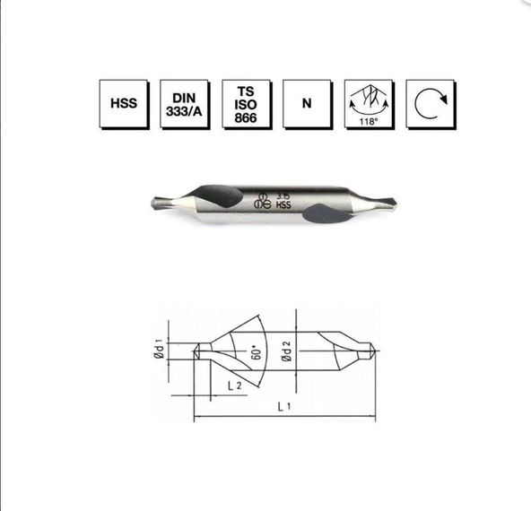 Makina Takım HSS DIN 333/A R Punta Matkabı 1.25 mm - MTE B00010010125 ürün görseli 1