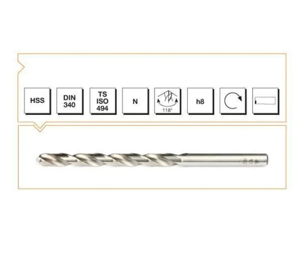 Makina Takım HSS DIN 340 Silindirik Saplı(Uzun)Matkap Ucu 5.2 mm-MTE B00007200520 ürün görseli 1