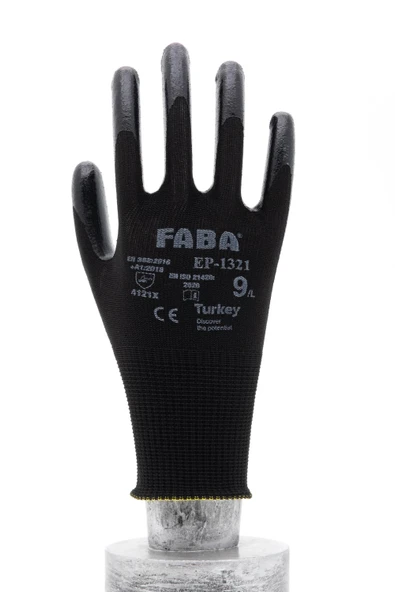 Faba EP-1321 Siyah Nitril Polyester Eldiven-L ürün görseli 1