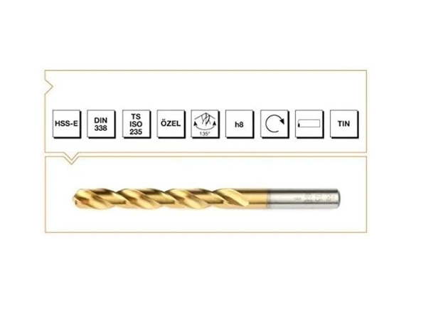 Makina Takım HSS-E DIN 338 RN TIN Kaplı Matkap Ucu 6.8mm - MTE B00006000680 ürün görseli 1