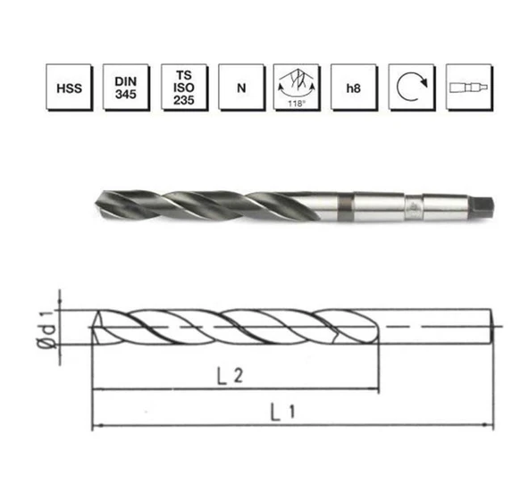 Makina Takım HSS DIN 345 Mors Konik Saplı Matkap Ucu 14.5 mm - MTE B00007401450 ürün görseli 1