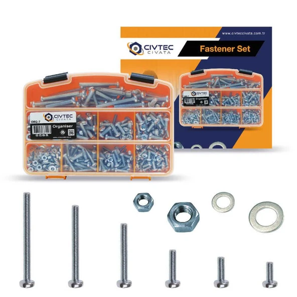 Civtec 682 Parça 16 Çeşit Ysb Vida - Somun - Pul Seti -Takım TK-16 ürün görseli 1