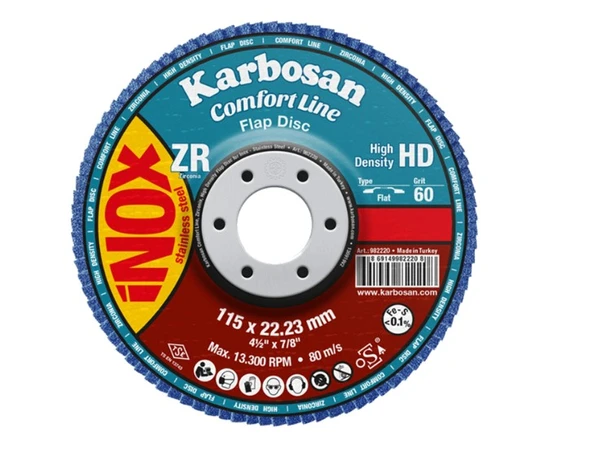 Karbosan Comfortline Flap Disk ZR ZXR11 HD 125 mm 60 Kum Düz-KARBOSAN 982460 ürün görseli 1