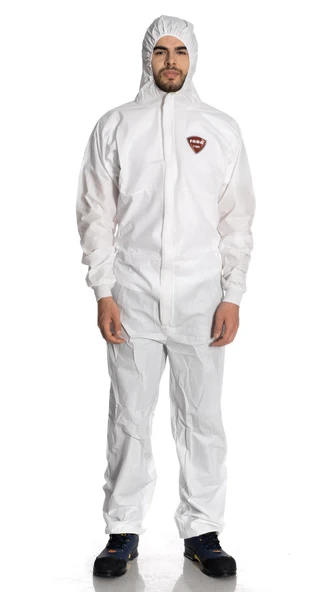 Faba T-535-Beyaz-L Lamineli Tulum - Resim 4