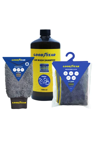 Goodyear Oto Şampuan Mikrofiber Bez Ve Yıkama Eldiven Seti ürün görseli 1