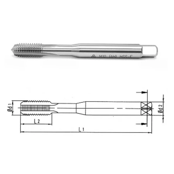 Makina Takım M12 HSS-E DIN371/C Düz Kanallı Makina Kılavuzu - MTE B00105721200 ürün görseli 1