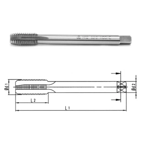 Makina Takım Hss-E Din376/C Düz Kanallı Makina Kılavuzu M22 - MTE B00105782200 ürün görseli 1