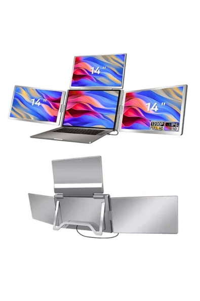 Ultrax 14" Üçlü Taşınabilir Monitör Çoklu Ekran 1200p Notebook Monitör ürün görseli 1
