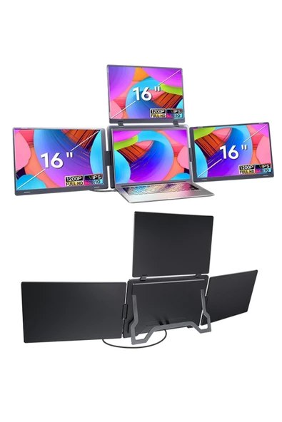 Ultrax 16" Üçlü Taşınabilir Monitör Çoklu Ekran 1200p Notebook Monitör ürün görseli 1