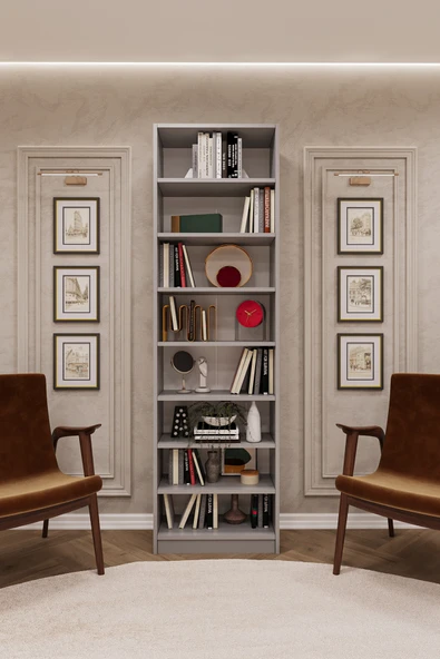 Lüks 8 Raf Ayarlanabilir Ev Ofis Kitaplık %100 MDF Dekoratif Kütüphane Kitaplık K03 ürün görseli 1