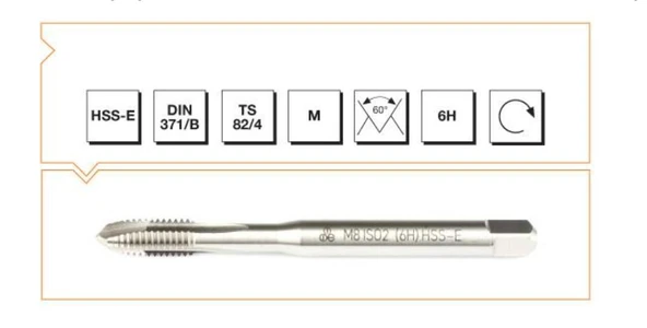 Makina Takım HSS-E DIN371/B Eğik Ağız Makina Kılavuzu M2.5 - MTE B00105710250 ürün görseli 1