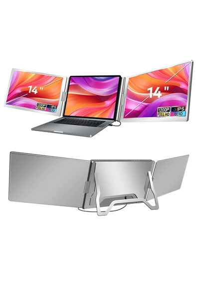 Ultrax 14" İkili Taşınabilir Monitör Çoklu Ekran 1200p Notebook Monitör ürün görseli 1