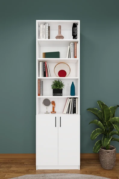 Modern Kapaklı Ayarlanabilir Ev Ofis Kitaplık %100 MDF Dekoratif Kitaplık K31 ürün görseli 1