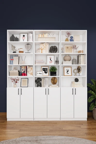 Modern Kapaklı Ayarlanabilir Raf Ev Ofis Kitaplık %100 MDF Dekoratif Kütüphane K50 ürün görseli 1