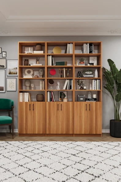 Modern Kapaklı Ayarlanabilir Raf Ev Ofis Kitaplık %100 MDF Dekoratif Kütüphane K54 ürün görseli 1