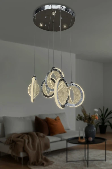 5 li Halka Sarkıt Led Avize - Resim 5