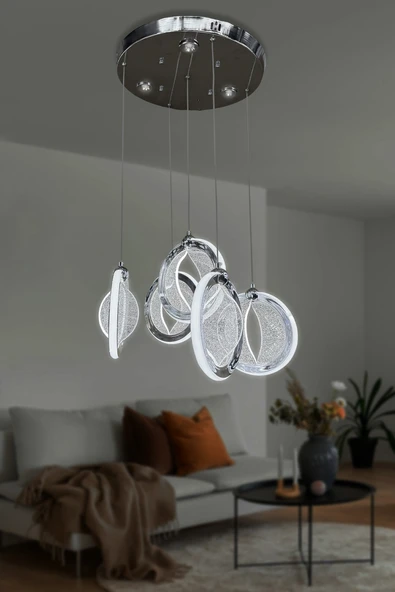5 li Halka Sarkıt Led Avize - Resim 8