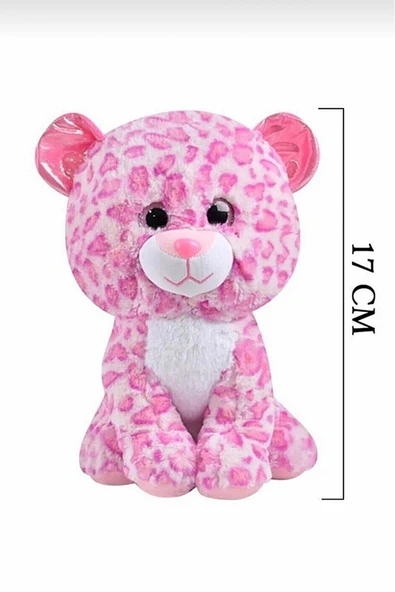 Şeker Adası Sevimli Pembe Peluş Leopar Panter Kedi 17 Cm - Resim 2