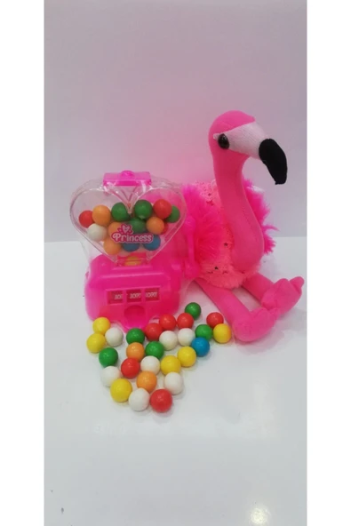 Şeker Adası 2 Si 1 Arada / Sevimli Flamingo 25 Cm Ve Jackpot Sakız Makinası ürün görseli 1