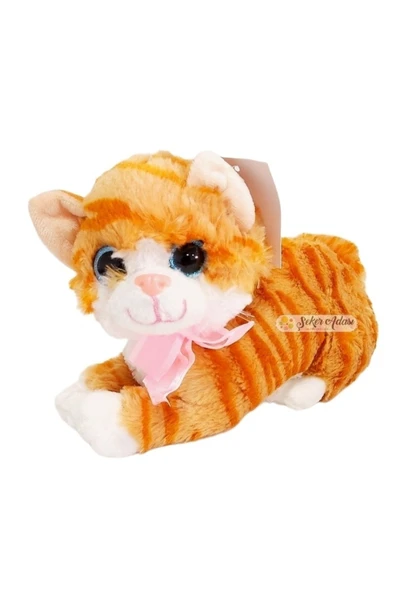 Şeker Adası Acar Sarı Peluş Yatan Kedi 25 Cm--skradapelus31 - Resim 2