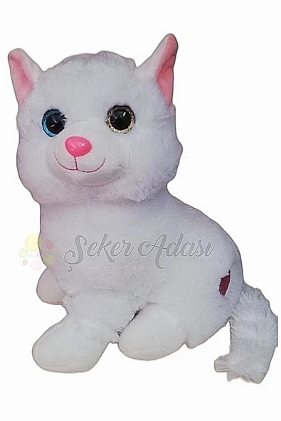 Şeker Adası Kar Beyaz Peluş Kedi 28 Cm--skradapelus47 ürün görseli 1