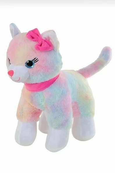 Şeker Adası Sevimli Pembe Tokalı Peluş Kedi Uyku Ve Oyun Arkadaşı Oyuncak Renkli Gökkuşağı ürün görseli 1