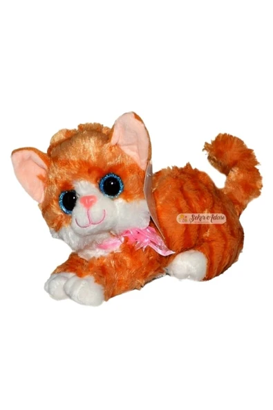 Şeker Adası Acar Sarı Peluş Yatan Kedi 25 Cm--skradapelus31 ürün görseli 1