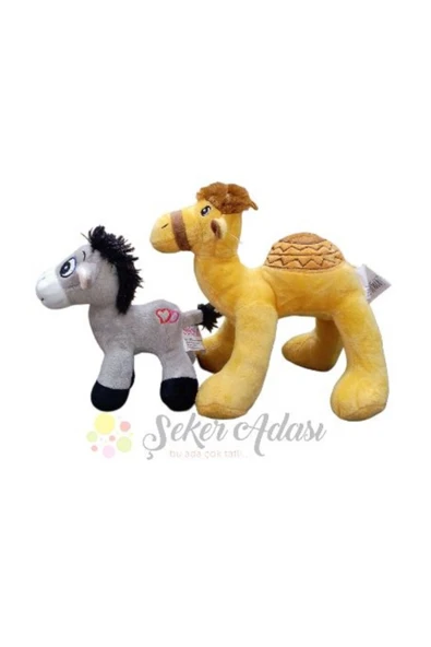 Şeker Adası Sevimli Küçük Boy Eşek ve Deve Peluş Oyuncak ürün görseli 1