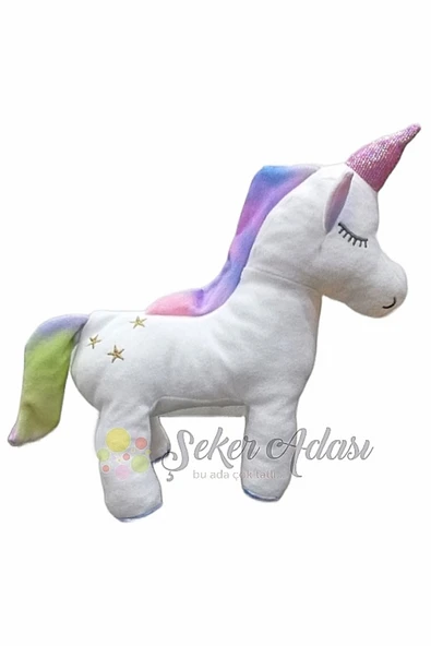 Şeker Adası Unicorn Boynuzlu Peluş At Pony Oyuncak 30 Cm Uyku ve Oyun Arkadaşı Yastık ürün görseli 1