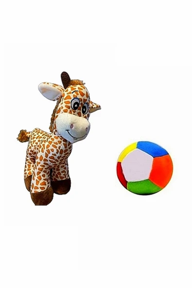 Şeker Adası Peluş Zürafa 28 cm ve Peluş Top 12 cm - 2 Ürün 1 Arada Oyuncak ürün görseli 1