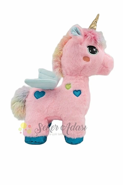 Şeker Adası Kanatlı Kalpli Unicorn At 35 Cm Oyuncak Pembe Peluş Pony At Uyku Ve Oyun Arkadaşı Mama ürün görseli 1