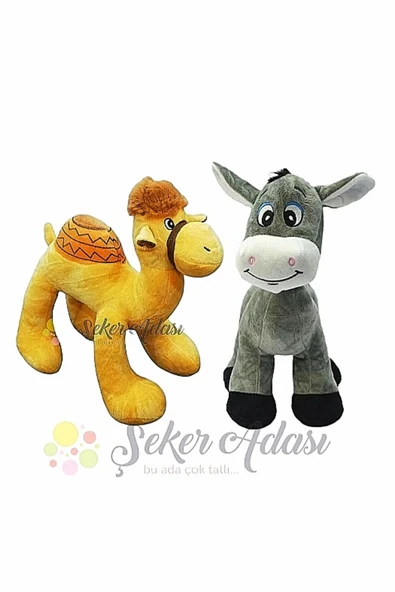 Şeker Adası Peluş Eşek ve Peluş Deve 2 li Oyuncak Oyun ve Uyku Arkadaşı ürün görseli 1