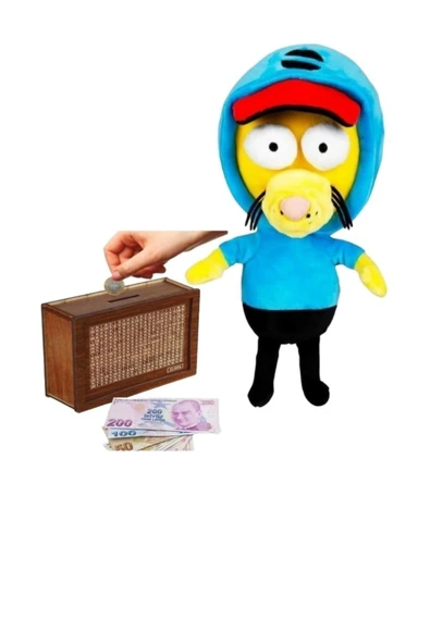 Şeker Adası Lisanslı Kral Şakir 30 Cm Peluş Ve Ahşap Hedefli Kumbara Para Biriktirme Kutusu ürün görseli 1