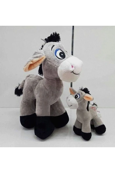 Şeker Adası Sevimli Oyuncak Peluş Yavrulu Ikili 28 Cm Eşek 15 Cm - Hediye Seti ürün görseli 1
