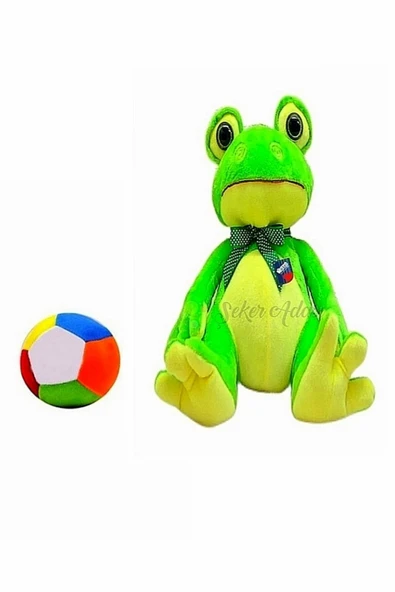 Şeker Adası Peluş Camgöz Kurbağa 40 cm ve Peluş Top 12 cm - 2 Ürün 1 Arada Oyuncak ürün görseli 1