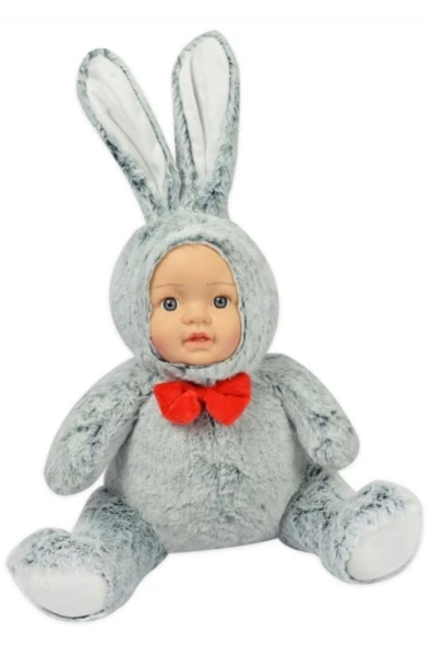 Şeker Adası Halley Sevimli Gerçek Bebek Yüzlü Gri Tavşan 30 Cm ürün görseli 1